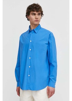 Samsoe Samsoe koszula bawełniana SALUAN męska kolor niebieski relaxed z kołnierzykiem klasycznym M24100044 ze sklepu ANSWEAR.com w kategorii Koszule męskie - zdjęcie 171394572
