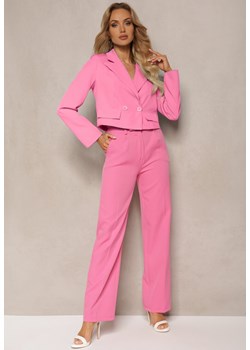 Różowe Spodnie Garniturowe z Lekko Rozszerzanymi Nogawkami Lienta ze sklepu Renee odzież w kategorii Spodnie damskie - zdjęcie 171396322