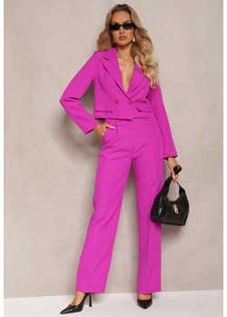 Fioletowe Spodnie Garniturowe z Lekko Rozszerzanymi Nogawkami Lienta ze sklepu Renee odzież w kategorii Spodnie damskie - zdjęcie 171396332