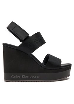 Calvin Klein Jeans Sandały Wedge Sandal Webbing In Mr YW0YW01360 Czarny ze sklepu MODIVO w kategorii Sandały damskie - zdjęcie 171400212