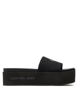 Calvin Klein Jeans Klapki Flatform Sandal Met YW0YW01036 Czarny ze sklepu MODIVO w kategorii Klapki damskie - zdjęcie 171400580