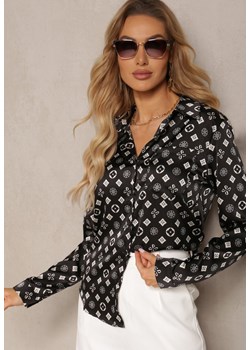 Czarna Klasyczna Koszula w Geometryczny Print Aletiza ze sklepu Renee odzież w kategorii Koszule damskie - zdjęcie 171403924