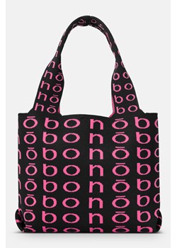 Żakardowa shopperka NOBO czarno-różowa ze sklepu NOBOBAGS.COM w kategorii Torby Shopper bag - zdjęcie 171405752