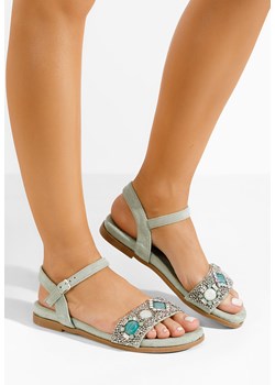Turkusowe sandały płaski Gadia ze sklepu Zapatos w kategorii Sandały damskie - zdjęcie 171406621