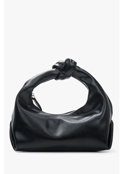 Estro: Czarna wieczorowa torebka damska z teksturowaną rączką ze skóry naturalnej ze sklepu Estro w kategorii Kuferki - zdjęcie 171406810
