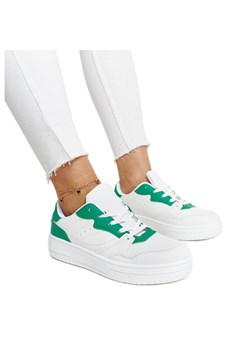 Białe sneakersy z zielonym akcentem Fournie ze sklepu ButyModne.pl w kategorii Buty sportowe damskie - zdjęcie 171409252