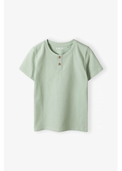 Zielony dzianinowy t-shirt dla chłopca - 100% bawełna - 5.10.15. ze sklepu 5.10.15 w kategorii T-shirty chłopięce - zdjęcie 171423250