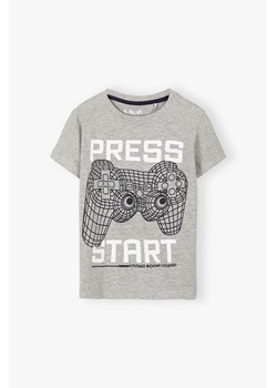 Szary t-shirt dla chłopca dzianinowy Press Start ze sklepu 5.10.15 w kategorii T-shirty chłopięce - zdjęcie 171423253