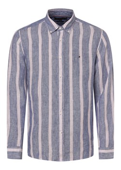 Tommy Hilfiger Męska koszula lniana Mężczyźni Regular Fit len niebieski w paski ze sklepu vangraaf w kategorii Koszule męskie - zdjęcie 171426012