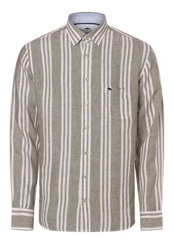Fynch-Hatton Męska koszula lniana Mężczyźni Regular Fit len oliwkowy w paski ze sklepu vangraaf w kategorii Koszule męskie - zdjęcie 171426034