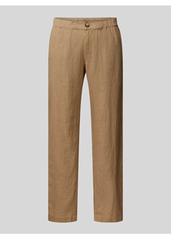 Spodnie lniane w jednolitym kolorze model ‘Littlefield’ ze sklepu Peek&Cloppenburg  w kategorii Spodnie męskie - zdjęcie 171426502