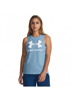 Damski top z nadrukiem Under Armour Sportstyle Graphic Tank - niebieski ze sklepu Sportstylestory.com w kategorii Bluzki damskie - zdjęcie 171426750