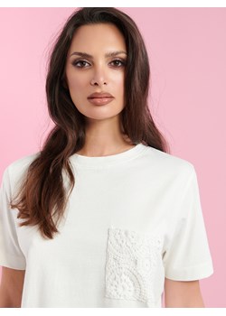 Sinsay - Koszulka z kieszonką - kremowy ze sklepu Sinsay w kategorii Bluzki damskie - zdjęcie 171434772