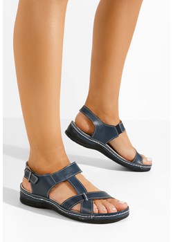 Granatowe sandały damskie skórzane Zinna ze sklepu Zapatos w kategorii Sandały damskie - zdjęcie 171435190