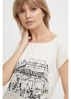 Lauren Ralph Lauren t-shirt damski kolor beżowy 200933300 ze sklepu ANSWEAR.com w kategorii Bluzki damskie - zdjęcie 171435763