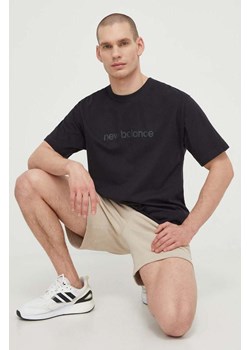 New Balance t-shirt bawełniany MT41559BK męski kolor czarny z nadrukiem MT41559BK ze sklepu ANSWEAR.com w kategorii T-shirty męskie - zdjęcie 171435961