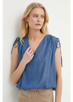 Silvian Heach bluzka damska kolor niebieski gładka ze sklepu ANSWEAR.com w kategorii Bluzki damskie - zdjęcie 171436041