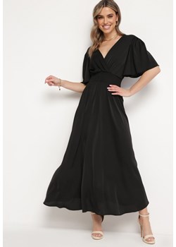 Czarna Sukienka z Rozkloszowanymi Rękawami Gumką w Pasie i Wiązaniem na Plecach Larielle ze sklepu Born2be Odzież w kategorii Sukienki - zdjęcie 171437324