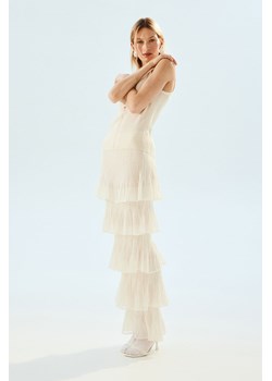 H & M - Falbaniasta spódnica z prześwitującej dzianiny - Biały ze sklepu H&M w kategorii Spódnice - zdjęcie 171438130