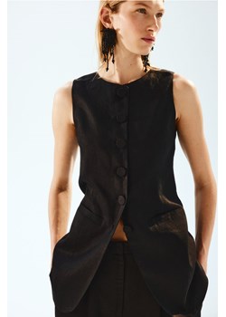 H & M - Lniana kamizelka garniturowa - Czarny ze sklepu H&M w kategorii Kamizelki damskie - zdjęcie 171438134