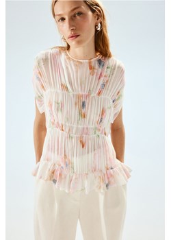 H & M - Marszczona bluzka wiskozowa - Różowy ze sklepu H&M w kategorii Bluzki damskie - zdjęcie 171438173