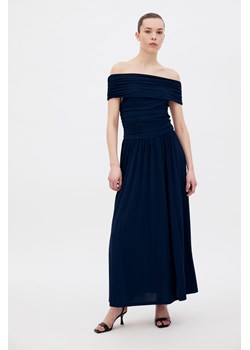H & M - Drapowana sukienka z odkrytymi ramionami - Niebieski ze sklepu H&M w kategorii Sukienki - zdjęcie 171438220