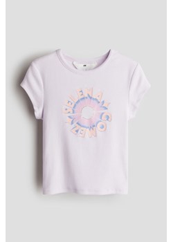 H & M - T-shirt w prążki - Fioletowy ze sklepu H&M w kategorii Bluzki dziewczęce - zdjęcie 171438422