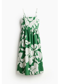 H & M - Sukienka midi z domieszką lnu - Zielony ze sklepu H&M w kategorii Sukienki - zdjęcie 171438460
