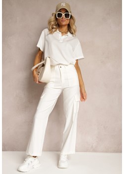 Białe Spodnie o Szerokim Fasonie z Kieszeniami w Stylu Cargo Adileva ze sklepu Renee odzież w kategorii Spodnie damskie - zdjęcie 171438733