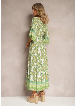 Zielona Sukienka Hiszpanka na Lato z Bawełny z Wzorem Paisley i Gumką w Talii Larietta ze sklepu Renee odzież w kategorii Sukienki - zdjęcie 171439000