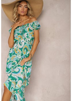 Zielona Sukienka na Lato z Bawełny w Stylu Boho Hiszpanki Lenadia ze sklepu Renee odzież w kategorii Sukienki - zdjęcie 171439073