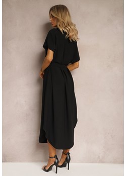 Czarna Koszulowa Sukienka z Wiskozy z Materiałowym Paskiem w Talii Gialara ze sklepu Renee odzież w kategorii Sukienki - zdjęcie 171439290