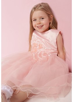 Różowa Elegancka Sukienka z Tiulowym Dołem z Brokatem i Kokardą Ilevarpa ze sklepu Born2be Odzież w kategorii Sukienki dziewczęce - zdjęcie 171441982