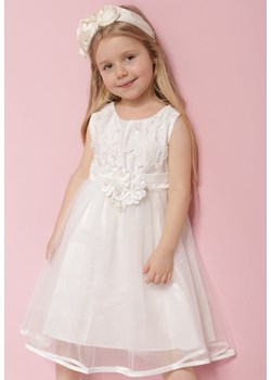 Biała Tiulowa Sukienka w Stylu Princeski z Aplikacjami 3D Piwira ze sklepu Born2be Odzież w kategorii Sukienki dziewczęce - zdjęcie 171442024