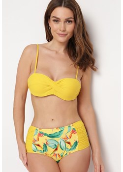 Żółte Bikini Gładki Biustonosz i Wzorzyste Wysokie Figi Ortella ze sklepu Born2be Odzież w kategorii Stroje kąpielowe - zdjęcie 171442120