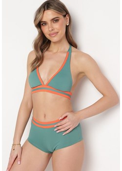 Zielone Bikini Dwuczęściowe Stanik Wiązany na Szyi i Szorty Vaniella ze sklepu Born2be Odzież w kategorii Stroje kąpielowe - zdjęcie 171442150