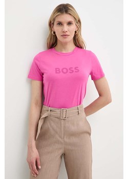 Boss Orange t-shirt bawełniany BOSS ORANGE damski kolor fioletowy 50501139 ze sklepu ANSWEAR.com w kategorii Bluzki damskie - zdjęcie 171444641