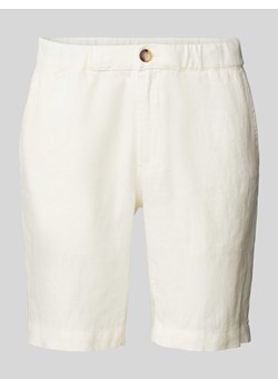 Szorty lniane w jednolitym kolorze model ‘Littlefield’ ze sklepu Peek&Cloppenburg  w kategorii Spodenki męskie - zdjęcie 171447020