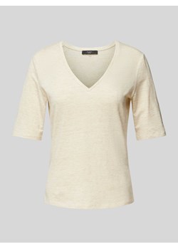 T-shirt z mieszanki lnu i elastanu z dekoltem w serek model ‘BRUNATE’ ze sklepu Peek&Cloppenburg  w kategorii Bluzki damskie - zdjęcie 171447024