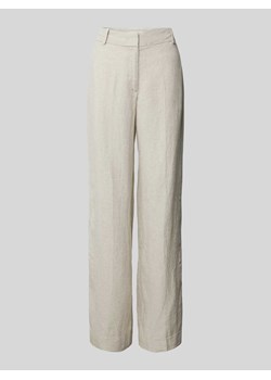Spodnie lniane w jednolitym kolorze z kieszenią z tyłu ze sklepu Peek&Cloppenburg  w kategorii Spodnie damskie - zdjęcie 171447052