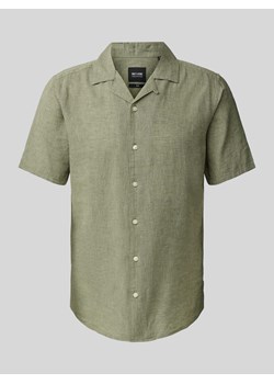 Koszula lniana o kroju slim fit z rękawem o dł. 1/2 model ‘CAIDEN’ ze sklepu Peek&Cloppenburg  w kategorii Koszule męskie - zdjęcie 171447432