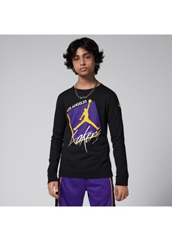 T-shirt z długim rękawem dla dużych dzieci (chłopców) Jordan Max90 NBA Los Angeles Lakers Courtside Statement Edition - Czerń ze sklepu Nike poland w kategorii T-shirty chłopięce - zdjęcie 171447522