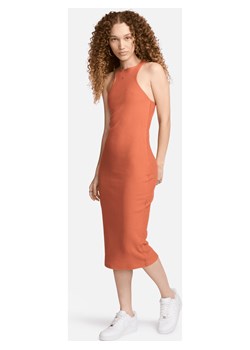 Damska dopasowana sukienka midi bez rękawów Nike Sportswear Chill Knit - Pomarańczowy ze sklepu Nike poland w kategorii Sukienki - zdjęcie 171447533