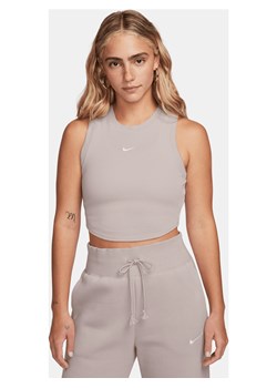 Damska przylegająca koszulka bez rękawów w drobny prążek o skróconym kroju Nike Sportswear Chill Knit - Fiolet ze sklepu Nike poland w kategorii Bluzki damskie - zdjęcie 171447620