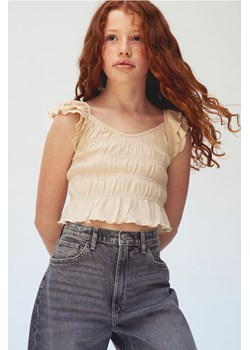 H & M - Elastycznie marszczony top - Biały ze sklepu H&M w kategorii Bluzki dziewczęce - zdjęcie 171448223