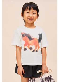 H & M - T-shirt z motywem zwierzęcym - Biały ze sklepu H&M w kategorii Bluzki dziewczęce - zdjęcie 171448231