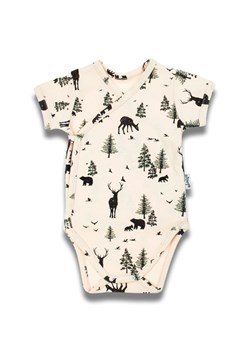 Bawełniane beżowe body chłopięce z motywem leśnym z krótkim rękawem ze sklepu 5.10.15 w kategorii Body niemowlęce - zdjęcie 171455411