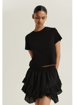 H & M - Falbaniasta spódnica z haftem angielskim - Czarny ze sklepu H&M w kategorii Spódnice - zdjęcie 171456920