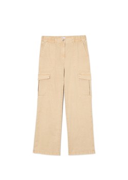 Cropp - Spodnie straight z kieszeniami cargo - kremowy ze sklepu Cropp w kategorii Spodnie damskie - zdjęcie 171461950