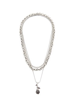 Cropp - Trójwarstwowy naszyjnik - srebrny ze sklepu Cropp w kategorii Naszyjniki męskie - zdjęcie 171461992